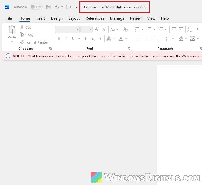 Word Unlicensed Product Office 2021 Windows 11