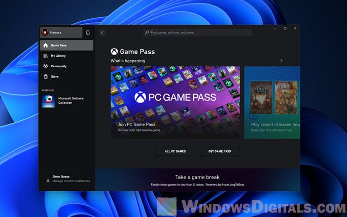 Xbox App in Windows 11