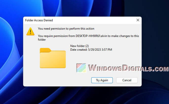You require permission to make changes to this folder Windows 11