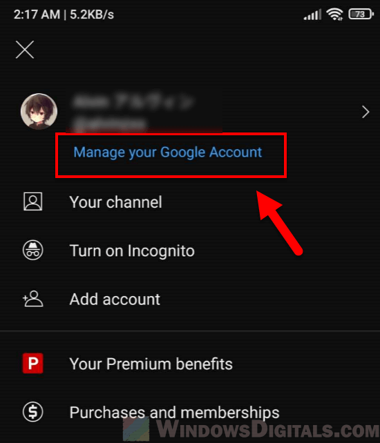 YouTube Manage your Google Account