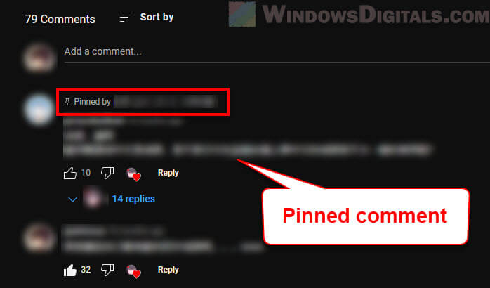 YouTube pinned and highlighted comment