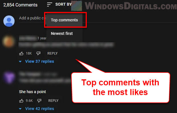 YouTube top comments