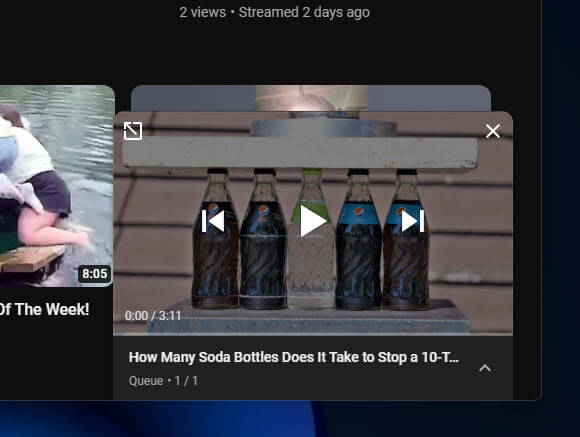 YouTube videos add to queue mini player