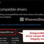 Zamguard64.sys Memory Integrity How to Uninstall it