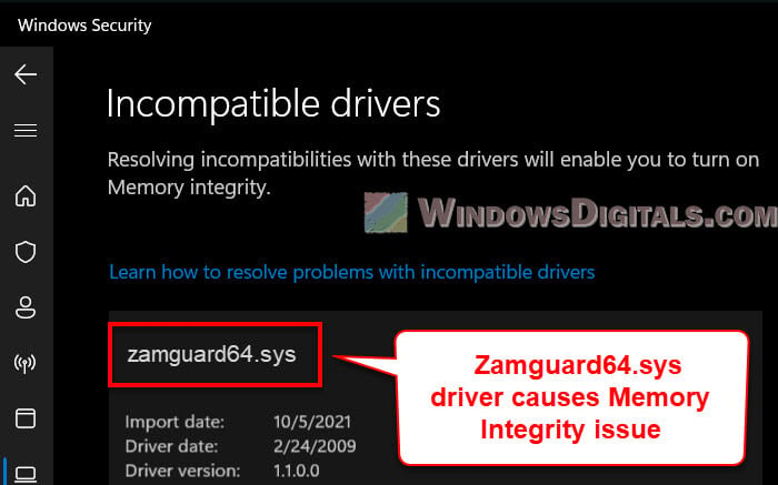 Zamguard64.sys Memory Integrity How to Uninstall it