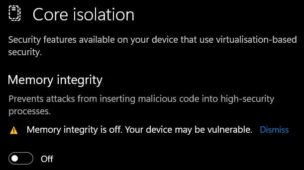 Zamguard64.sys Memory Integrity