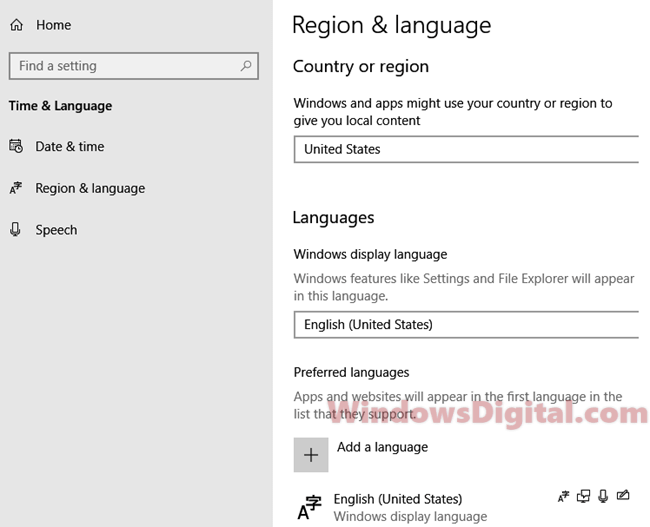 add a language Windows 10