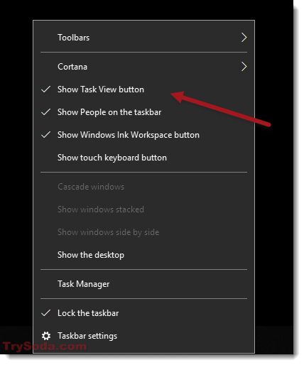 add or remove task view timeline taskbar win10