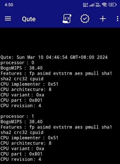 android get cpu info programmatically