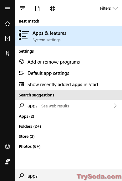 apps and features to uninstall a program in windows 10