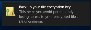 back up file encryption key in Windows 10