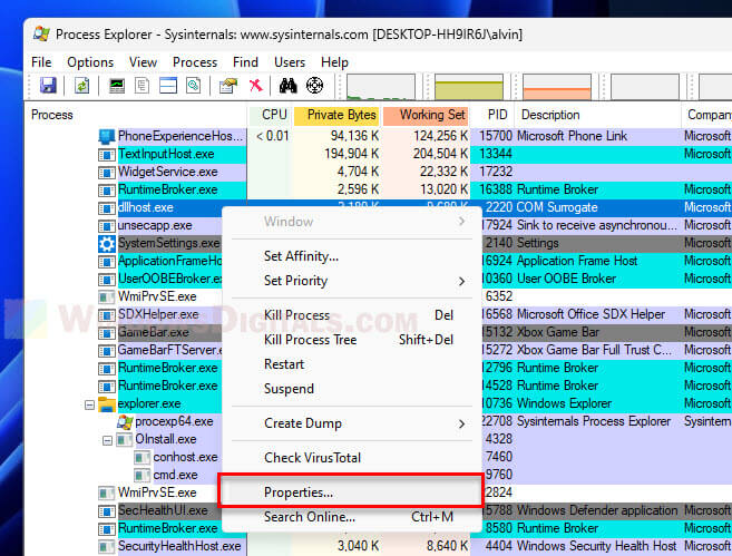 dllhost.exe properties