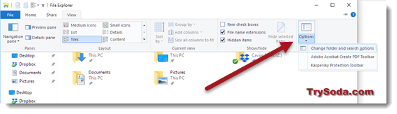 file explorer change folder and search option