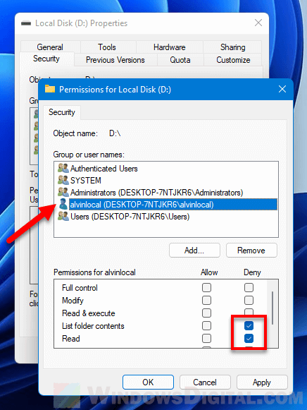 hide drive for specific user Windows 11