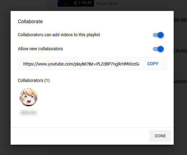 how to add new collaborator to playlist YouTube