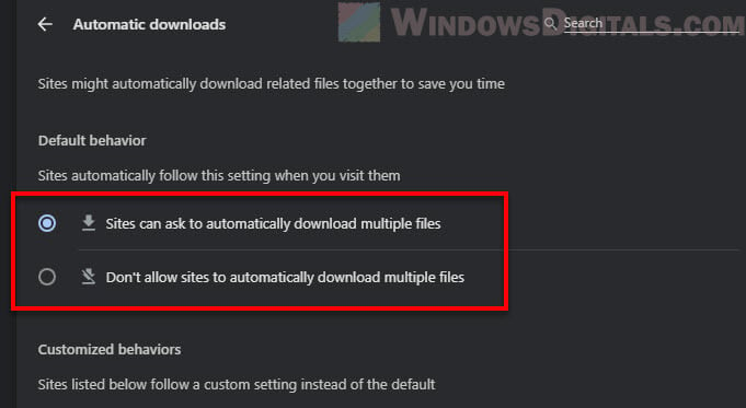 how to block multiple downloads in Chrome