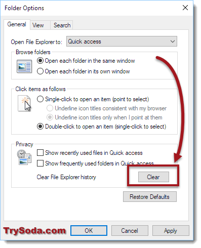 how to clear recent files windows 10