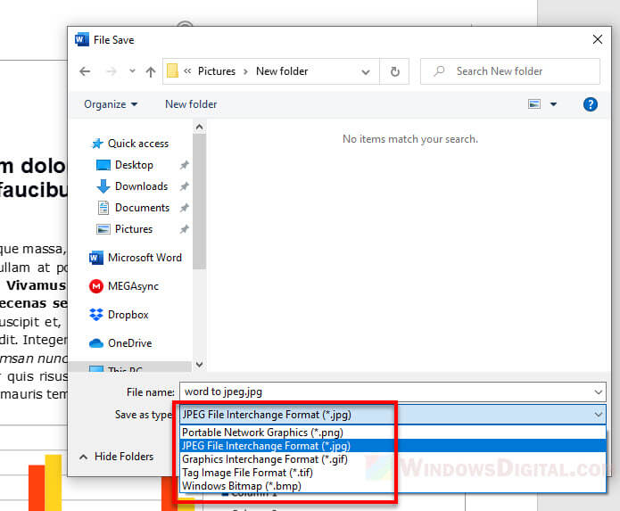 how to convert word document to JPEG in Windows 10