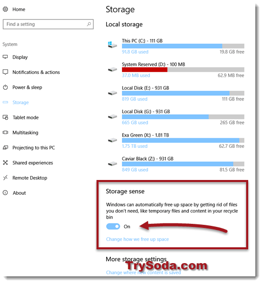 how to enable storage sense