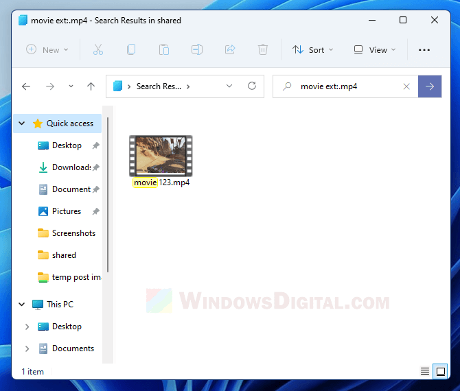 how to find all video type files in Windows 11