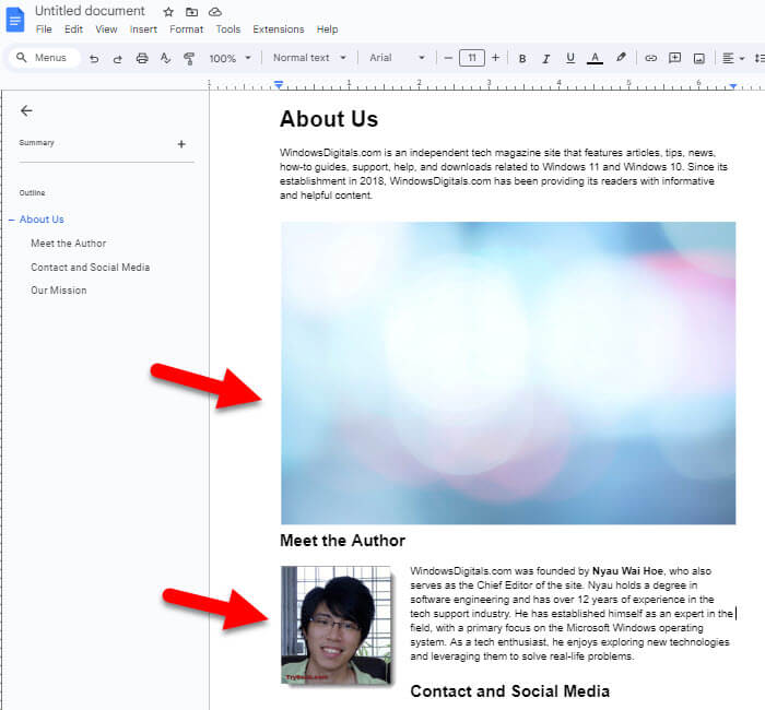how to put text in front of image in google docs