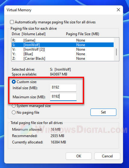 how to reduce pagefile.sys size Windows 11