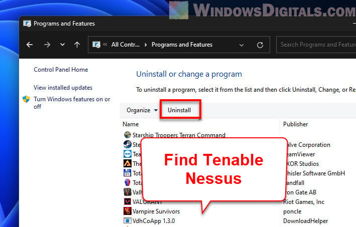 how to remove nessusd.exe