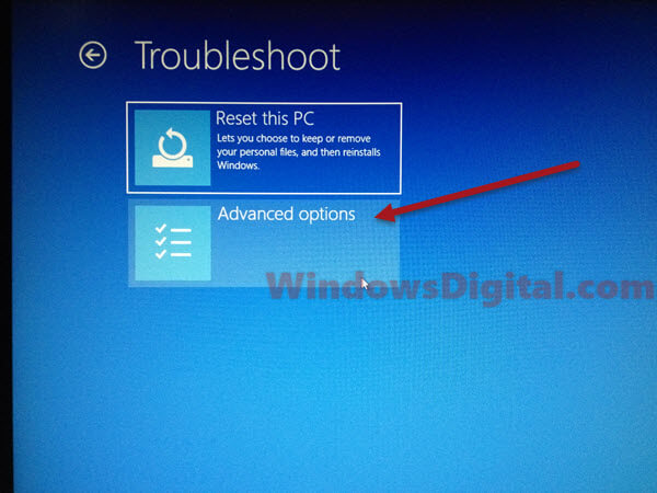 how to rollback windows 10 advanced option