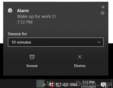 How to snooze or dismiss alarms in Windows 11 or 10