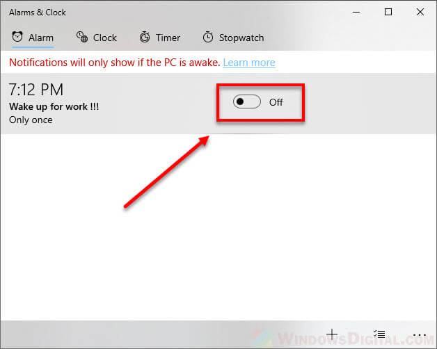 Turn off alarms in Windows 10/11