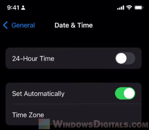 iPhone iPad Set Date and Time Automatically