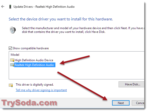 Install Realtek audio driver Windows 10/11