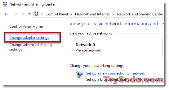 change adapter settings