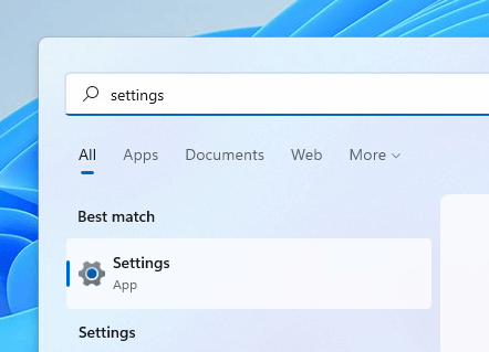 Open settings windows 11