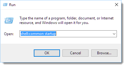 open startup folder in windows