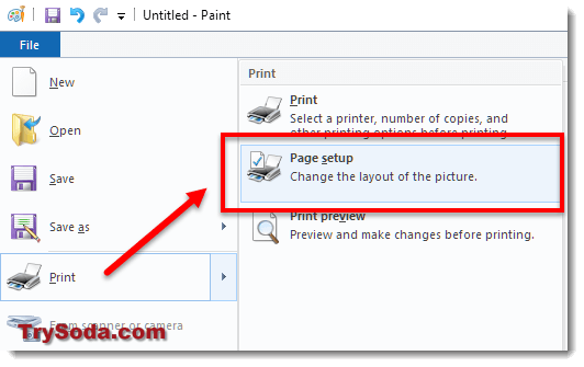 paint select print page setup