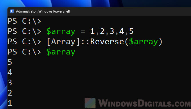 PowerShell reverse array order