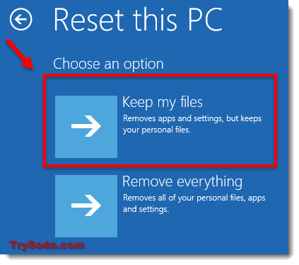 reset pc keep my files