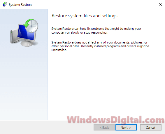 Restore system files and settings Windows 10/11