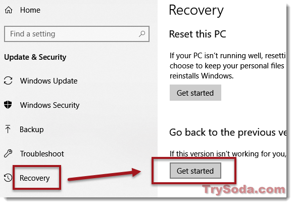 roll back to previous version Windows