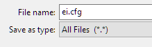 save as ei.cfg