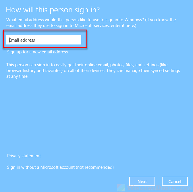 sign in to Windows 10 with another different Microsoft account