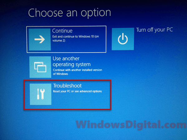 Windows RE Troubleshoot