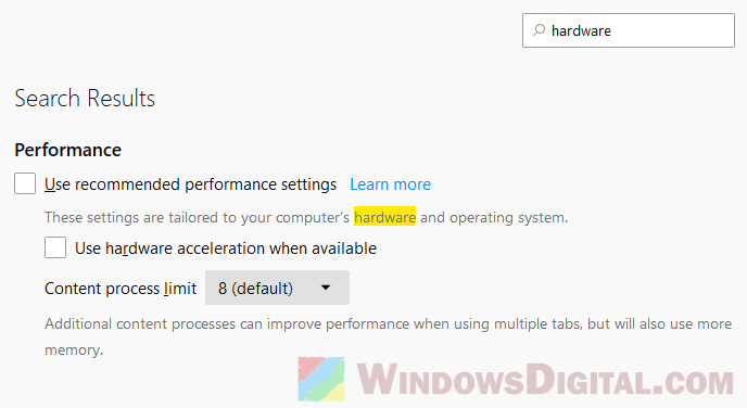 turn off hardware acceleration firefox video stuttering