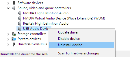 uninstall headphones not working Windows 10