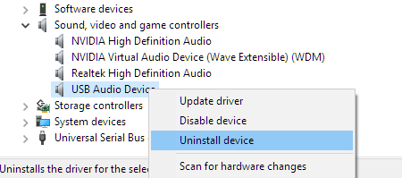 uninstall headphones driver