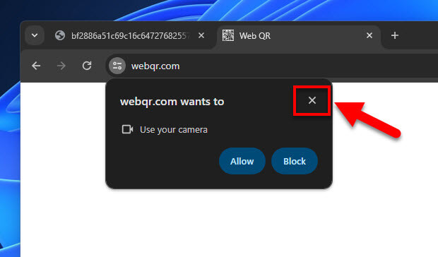 web qr code turn off camera