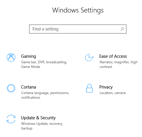 windows setting update security