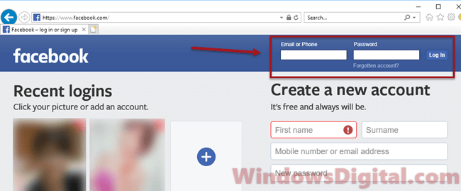 Facebook login sign Help Center